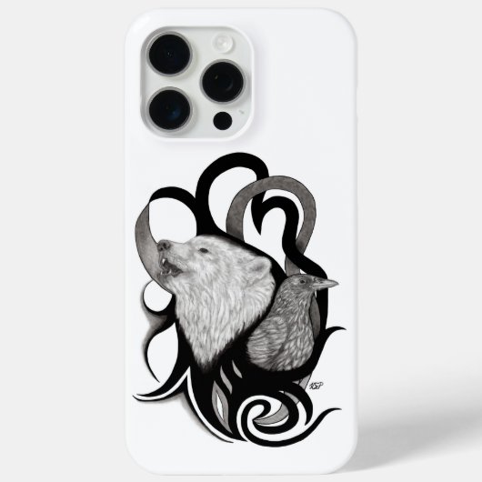 Witte Wolf met stamkunst van Raven Case-Mate iPhone Case (Achterkant)