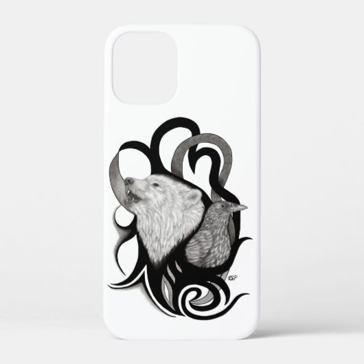 Witte Wolf met stamkunst van Raven Case-Mate iPhone Case (Achterkant)