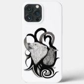 Witte Wolf met stamkunst van Raven Case-Mate iPhone Case (Achterkant)