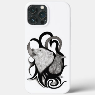 Witte Wolf met stamkunst van Raven Case-Mate iPhone Case