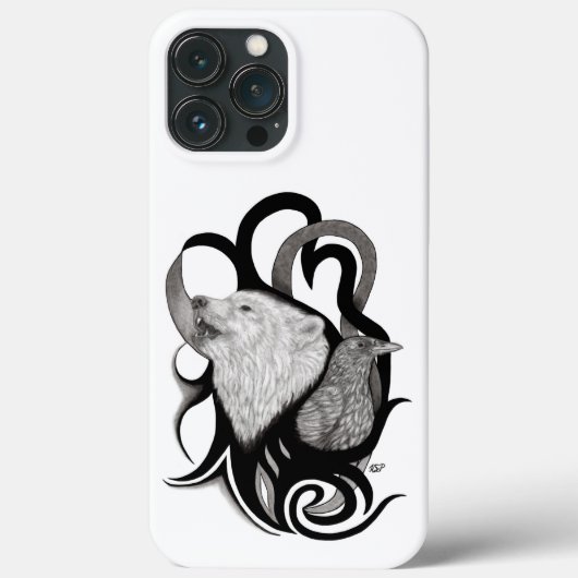 Witte Wolf met stamkunst van Raven Case-Mate iPhone Case (Achterkant)