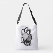 Witte Wolf met stamkunst van Raven Crossbody Tas (Achterkant)
