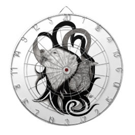 Witte Wolf met stamkunst van Raven Dartbord