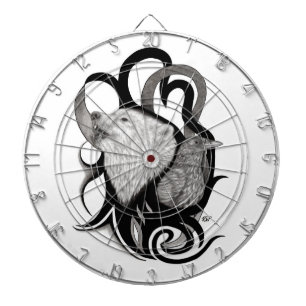 Witte Wolf met stamkunst van Raven Dartbord