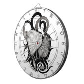 Witte Wolf met stamkunst van Raven Dartbord (Voorkant Rechts)