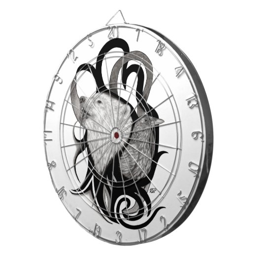 Witte Wolf met stamkunst van Raven Dartbord (Voorkant Rechts)