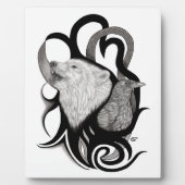 Witte Wolf met stamkunst van Raven Fotoplaat (Voorkant)