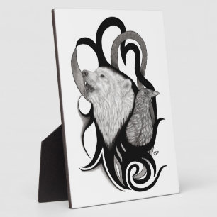 Witte Wolf met stamkunst van Raven Fotoplaat