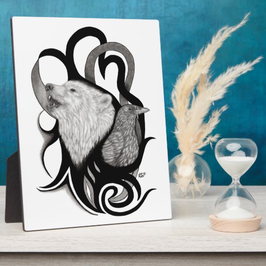 Witte Wolf met stamkunst van Raven Fotoplaat (Zijkant)