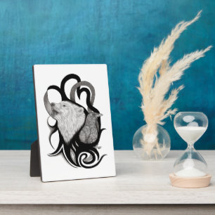 Witte Wolf met stamkunst van Raven Fotoplaat