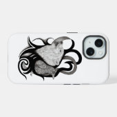 Witte Wolf met stamkunst van Raven iPhone 15 Case (Achterkant horizontaal)
