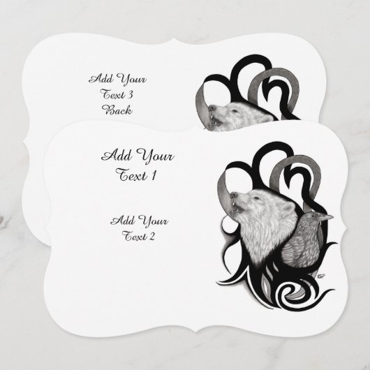 Witte Wolf met stamkunst van Raven Kaart (Voorkant / Achterkant)