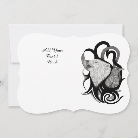 Witte Wolf met stamkunst van Raven Kaart (Achterkant)