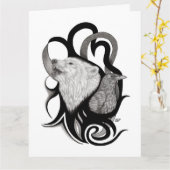 Witte Wolf met stamkunst van Raven Kaart (Gele Bloem)