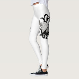 Witte Wolf met stamkunst van Raven Leggings