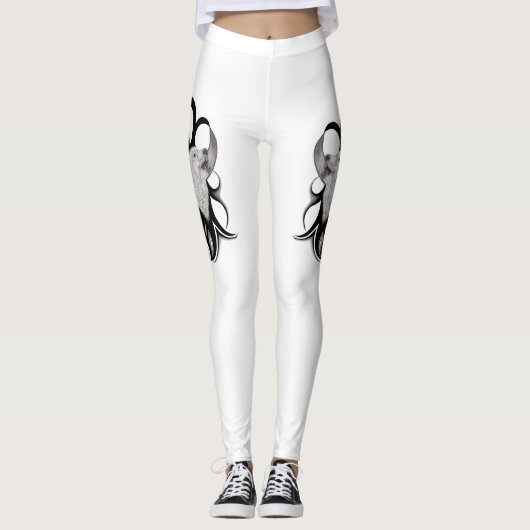 Witte Wolf met stamkunst van Raven Leggings (Voorkant)