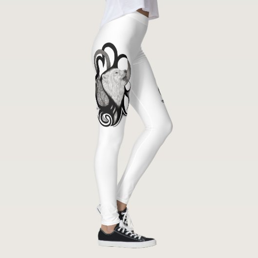 Witte Wolf met stamkunst van Raven Leggings (Rechts)
