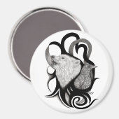 Witte Wolf met stamkunst van Raven Magneet (Voorkant / Achterkant)