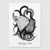 Witte Wolf met stamkunst van Raven Magnetische Uitnodiging (Voorkant)