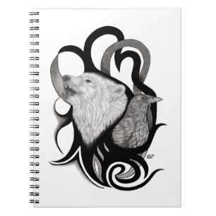 Witte Wolf met stamkunst van Raven Notitieboek