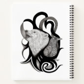 Witte Wolf met stamkunst van Raven Notitieboek (Achterkant)