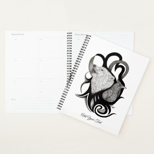 Witte Wolf met stamkunst van Raven Planner (Display)