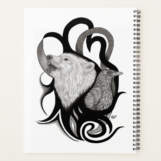 Witte Wolf met stamkunst van Raven Planner (Achterkant)