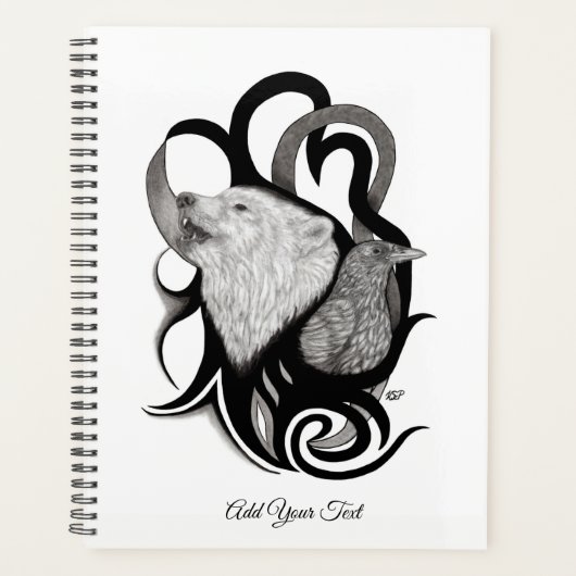 Witte Wolf met stamkunst van Raven Planner (Voorkant)