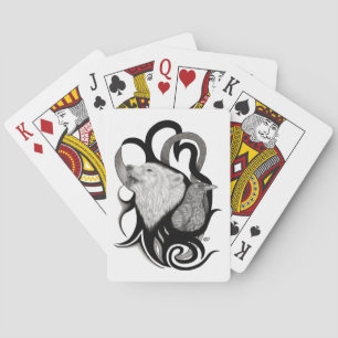 Witte Wolf met stamkunst van Raven Pokerkaarten