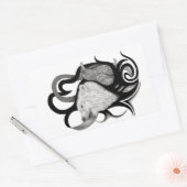 Witte Wolf met stamkunst van Raven Rechthoekige Sticker (Envelop)