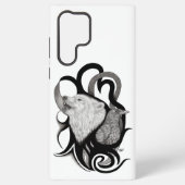 Witte Wolf met stamkunst van Raven Samsung Galaxy Hoesje (Achterkant)