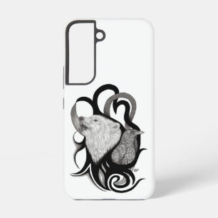 Witte Wolf met stamkunst van Raven Samsung Galaxy Hoesje