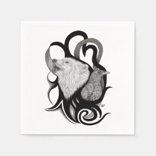 Witte Wolf met stamkunst van Raven Servet