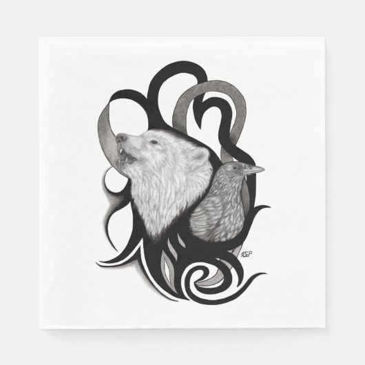 Witte Wolf met stamkunst van Raven Servet (Voorkant)