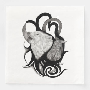 Witte Wolf met stamkunst van Raven Servet