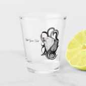 Witte Wolf met stamkunst van Raven Shot Glas (Voorkant)