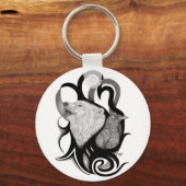 Witte Wolf met stamkunst van Raven Sleutelhanger (Voorkant)