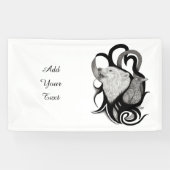 Witte Wolf met stamkunst van Raven Spandoek (Horizontaal)