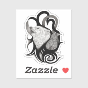Witte Wolf met stamkunst van Raven Sticker
