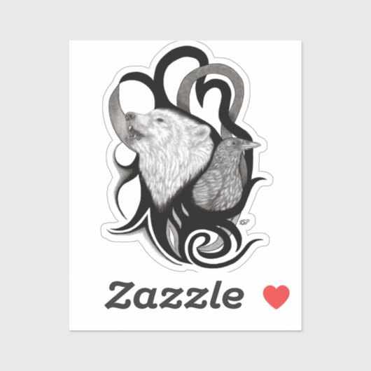 Witte Wolf met stamkunst van Raven Sticker (Vel)