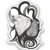 Witte Wolf met stamkunst van Raven Sticker (Voorkant)
