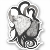 Witte Wolf met stamkunst van Raven Sticker (Voorkant)