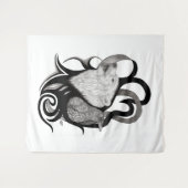 Witte Wolf met stamkunst van Raven Wandkleed (Voorkant (horizontaal))