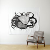 Witte Wolf met stamkunst van Raven Wandkleed (In Situ (horizontaal))