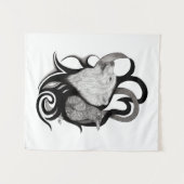 Witte Wolf met stamkunst van Raven Wandkleed (Voorkant (horizontaal))