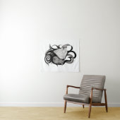 Witte Wolf met stamkunst van Raven Wandkleed (In Situ (horizontaal))