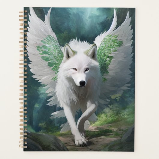 Witte Wolf met vleugels Planner (Voorkant)