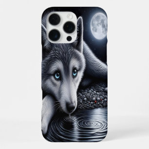 Witte Wolf Onder Maneschijn iPhone 16 Pro Max Hoesje