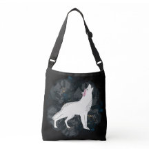 Witte wolf op Circle of Black Rozen Crossbody