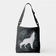 Witte wolf op Circle of Black Rozen Crossbody